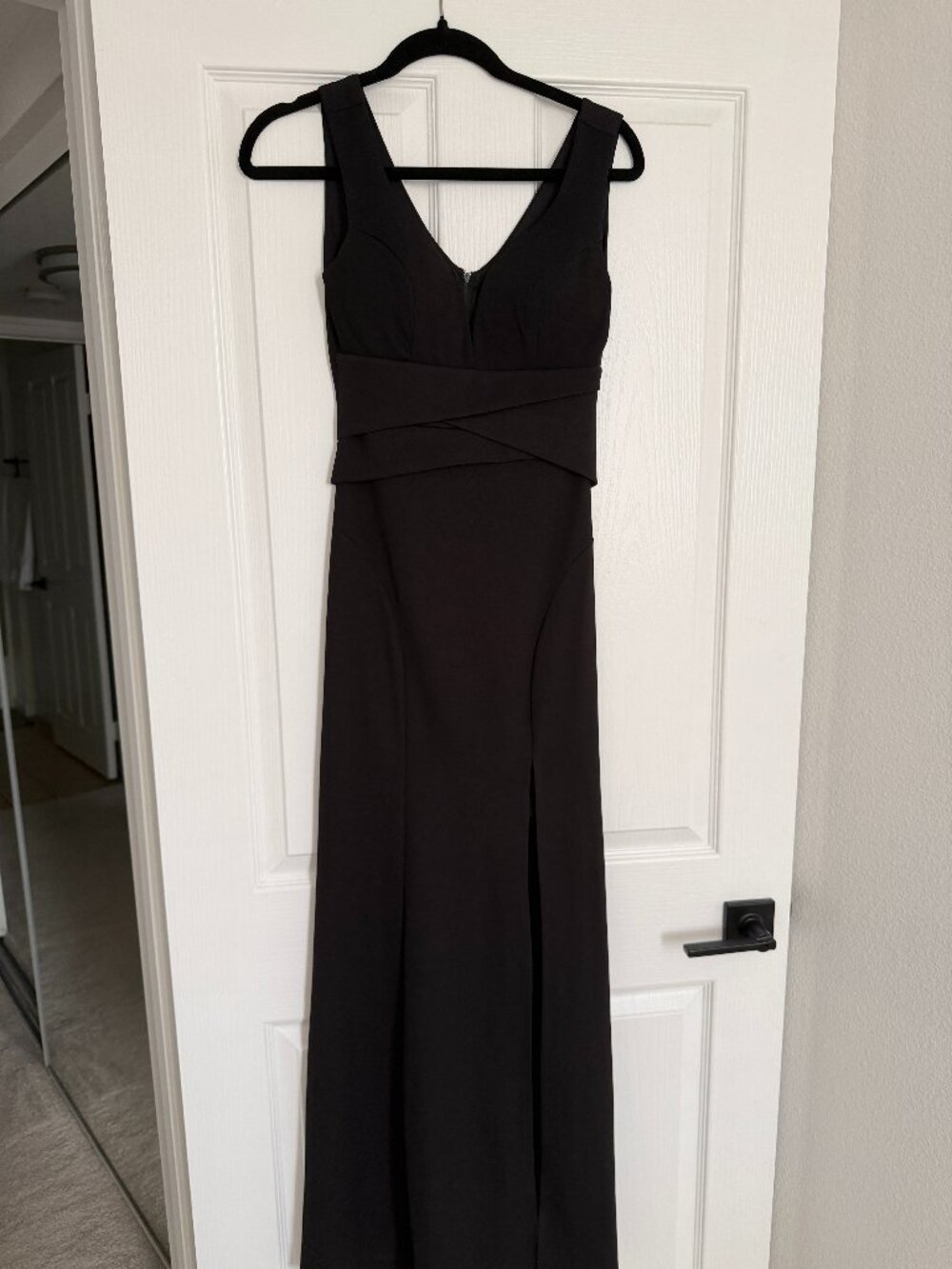Emerald Sundae V-Neck Pleated Crisscross Waist Maxi Gown